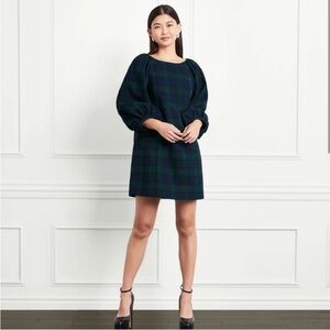 New! Hill House Small The Araminta Dress Blackwatch Tartan Green Blue Plaid🖤 XS
